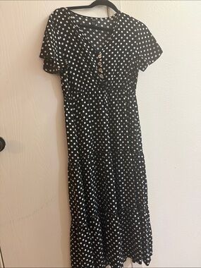 SHEIN Black and White Polka Dot Maxi Dress
